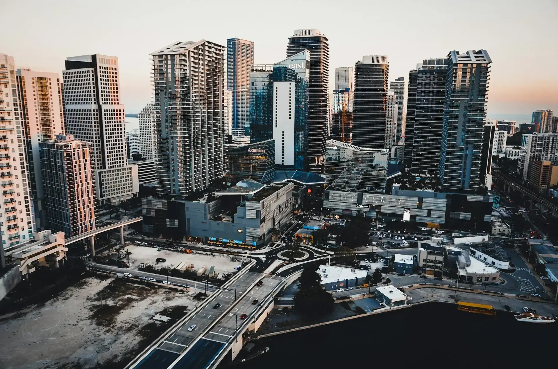 Aerial view of Brickell towers and streets for a Miami moving-cost guide