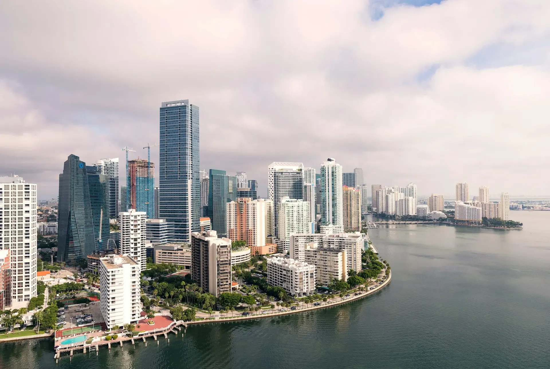 Brickell high-rise skyline along Biscayne Bay in Miami